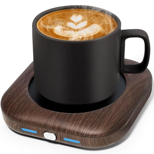 Zonopy Mug Warmer - 3-Temp Settings Coffee Mug Warmer for Desk with 4 Hrs Auto Shut Off, Fastest Heating & Smart Wood Candle Warmer - Ideal Coffee Gifts Accessories Keep Beverages Coffee Warmer