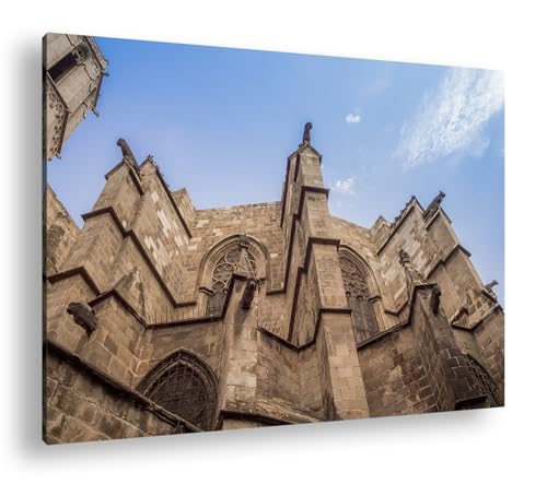 Cathédrale gothique toile murale XXL - Grand tableau salon cadre bois 90x60