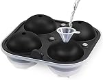 Silicone Ice Cube Trays Sphere Round Ice Ball Maker, Ice Ball Molds- Make 4 Large Ice Spheres Perfect for Whiskey, BPA Free, Can Be Used for Food Melts to Make Fun Ice Food (Each Ice Ball 2.4 inch)
