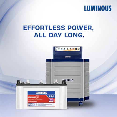 Luminous Inverter & Battery & Trolley Combo (Power sine 1100 Pure Sine Wave 900VA/12V Inverter with RC15000PRO 120Ah Battery with Trolley) for Home, Office & Shops view 2