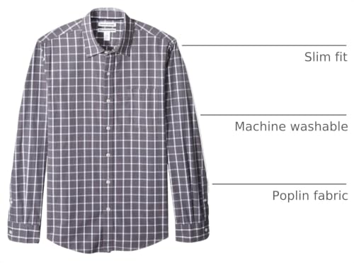 Image of Amazon Essentials Men's Regular-Fit Long-Sleeve Casual Poplin Shirt, Button Front, Business Casual, Collared