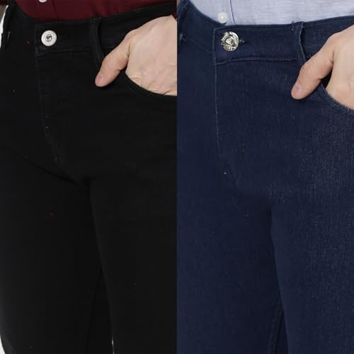 Image of DAIS Men's Stretchable Straight Fit Mid Rise Jeans, Pack of 2, (Combo of 2 Jeans)