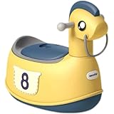 Eculcki ベビー トイレトレーニング 子供用 おまる 2in1子供用便座 キャスター付き 木馬のおもちゃ PUマット ベビー キッズ用便座 トイレトレーナー 幼児用便座 補助便座 携帯トイレ 多機能ミニトイレ 男の子 女の子 小便の外漏れ防止 トイレ練習 1歳~6歳 (タイヤなしのハードパッドです,イエロー)