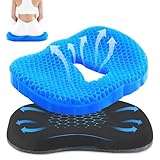 Hanaura ゲルクッション 大きい ハニカム構造 蒸れない 座布団 体圧分散 お尻が痛くならない 高反発 姿勢サポート ゲーミングチェア 車椅子 在宅勤務 テレワーク 産後 痔 出産 妊婦 敬老の日 腰痛 オフィスチェア 運転席用 四季通用 ジェルクッション 洗えるカバー (黒いカバー)