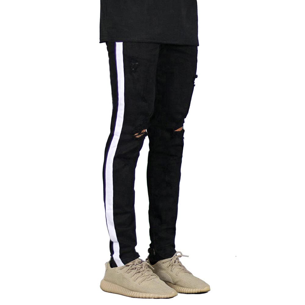 WANMN Ripped Skinny Jeans Destroyed Frayed Slim Fit Denim