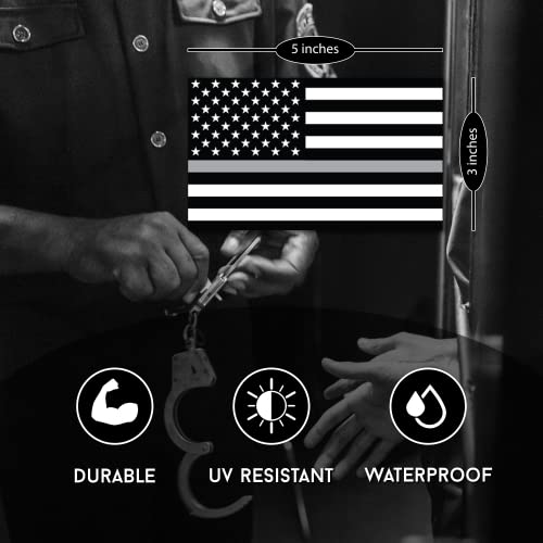 Magnet Me Up Thin Silver Line American Flag Magnet Decal, 3X5 Inches, Black, Silver And White, Heavy Duty Automotive Magnet For Car Truck Suv, In Support Of All Correctional Officers #TOP2
