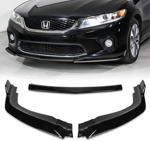 3 Pieces Front Bumper Lip Spoiler Splitter Side Body Kit Trim Protection Compatible with 2013-2015 Honda Accord Coupe 2DR, 2014 (Painted Black)