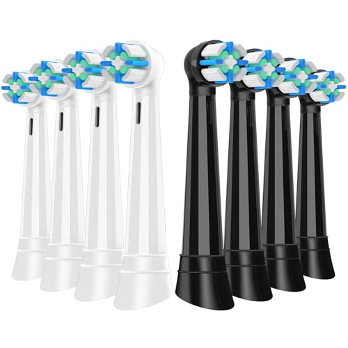 Recambio Cepillos Compatible con Oral B IO 2/3/4/5/6/7/8/9/10 Cepillos Eléctrico, Cabezales Compatible con Oral B IO Para el Cuidado de las Encías y la Limpieza Dental (8 Negro/Blanco)