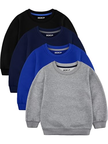 HXP 4 Pack Toddler Boys Sweatshirts Toddler Cotton Long Sleeve Pullover Sweatshirts Kids Boys Crewneck Tops Shirts