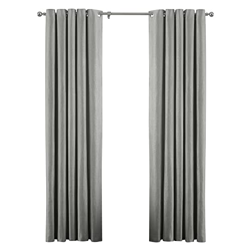 Riva Paoletti Atlantic Ringtop Eyelet Curtains (Pair) - Grey - Woven Twill Fabric - Ready Made - 100% Polyester - 229cm width x 183cm drop (90" x 72" inches) - Designed in the UK