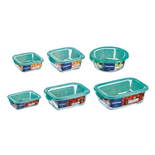 Luminarc Keep'n Lagon Set mit 5 Behältern, Glas, 38 cl, 76 cl, 92 cl, 122 cl, 197 cl, geeignet für Mikrowelle, umweltfreundlich, Kühlschrank