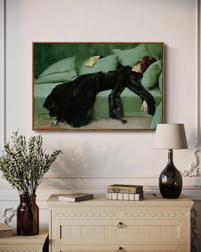 Image of KISSFOX Vintage Framed Wall Art Decor Victorian Young Decadent Girl Pictures Paintings Wall Decor Moody Women Canvas Art Prints Modern Farmhouse Woman Artwork For Kitchen Bedroom Living Room
