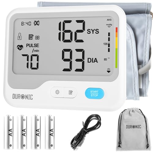 Duronic BPM125 Tensiómetro de Brazo Digital 6V Medidor de Tension Arterial Brazo con Brazalete y función de memoria, Máquina para Tomar la Presión Lecturas precisas de la tensión arterial 4x pilas AA