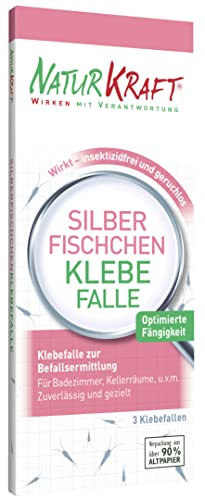 Preisvergleich Produktbild NATURKRAFT - Silberfischchen Klebefalle / Klebefallen zur Befallsermittlung von Silberfischchens / Unauffällige und geruchslose Klebefalle für Silberfischchen und Papierfische / Inhalt: 3 Klebefallen
