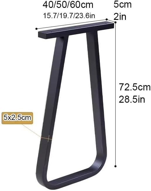 Trapezoid Metal Table Bar Legs, Modern Industrial Steel Base Frame, DIY Furniture Legs for Dining Table Kitchen Desk Console(White,23.6x2x28.5in)