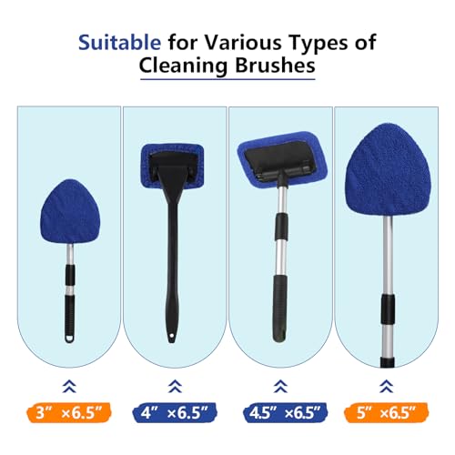 XGKHOM 7 Pack Upgrade Car Windshield Cleaner Tool Bonnets, Microfiber Cloths for Inside Windshield Cleaning Tool Pads, Interior Windshield Cleaner Tool Replaceable Cleaning Bonnets, Fit 6.5”, Blue - Thumbnail 4