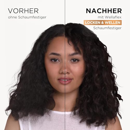 Wellaflex Locken & Wellen Schaumfestiger für Frauen | Bis zu 24 Std. starker Halt | Für schwungvolle Locken | Sanft zur Kopfhaut, dermatologisch getestet | Frei von Silikonen | Haltegrad 3 | 200ml