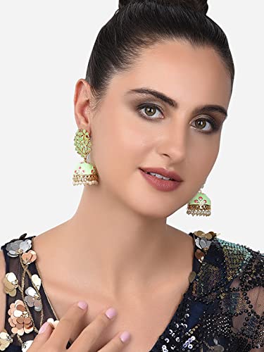 Meenakari Flower Shape Ethnic Jhumki Earring For Women