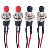 Twidec/4Pcs Latching Push Button Switch 3A 250V AC 2 Pins Self-Locking SPST ON/Off Black and Red Min