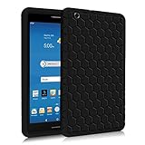 AT&T Trek 2 HD Case (Model 6461A) - Fintie [Honey Comb Series] Light Weight Shock Proof Silicone Protective Cover [Anti Slip] [Kids Friendly] for 8-inch AT&T Trek 2 HD (2016), Black