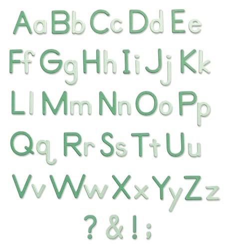 Sizzix Thinlits Die Set Essential Type by Lisa Jones | 92 Pack | Metal Cutting Dies for Cardmaking, Embossing, Journalling, Stencilling