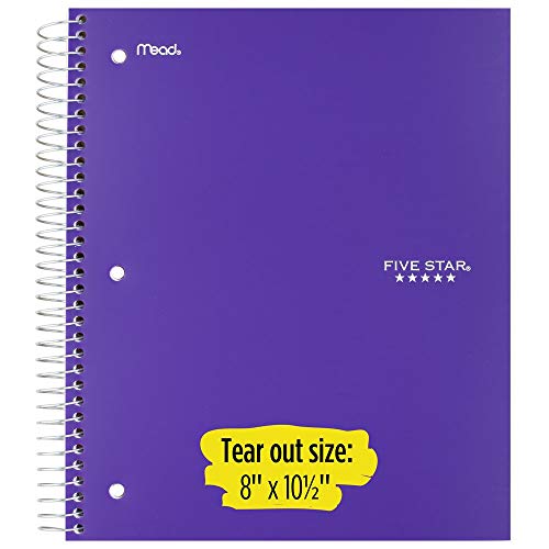 Five Star Spiral Notebooks, 5 Subject, Wide Ruled Paper, 200 Sheets, 10-1/2" x 8", Assorted Colors, 6 Pack (38417) by Five Star - Used condition - Image 5