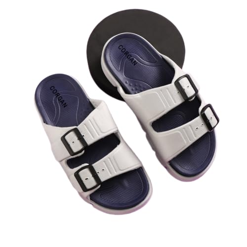 Image of CORGAN Slippers VENTO104-BROWN-WHITE 6 Slip-On Footwear | Soft Cushioned Sole | Anti-Skid Indoor & Outdoor Casual Sandals | BROWN-WHITE 6