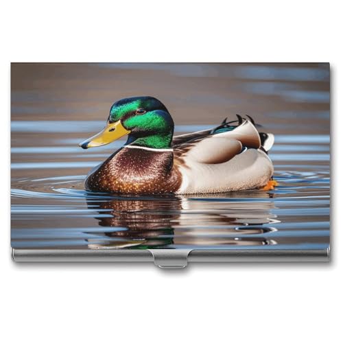 Porte-cartes de visite en métal ultra léger Mallard Duck anti-corne et fermeture à boucle