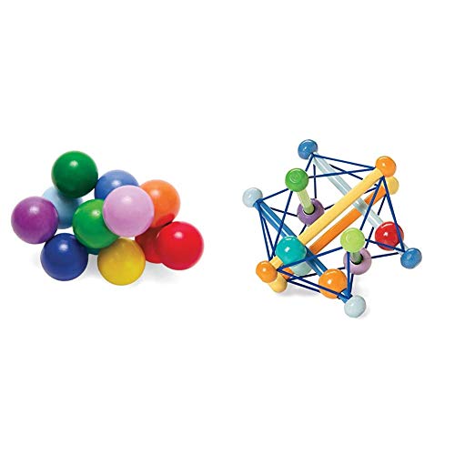 manhattan toy skwish color burst rattle and teether grasping activity toy