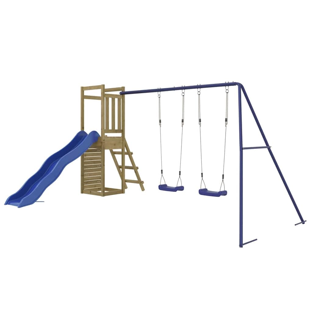 vidaXL Parque Infantil de Exterior Madera de Pino impregnada, Juego de Columpios de jardín, casa de Juegos con Columpio, Juego de Columpio y tobogán