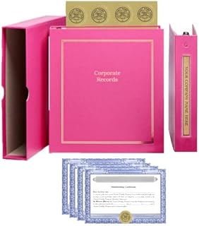 LLC Kit (Pink) - Binder, Slipcase, Operating Agreement, Membership Certificates, Index Tabs & Gold Foil Customized Labels