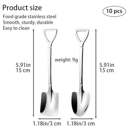 10 Pcs Silver Superior Dessert Spoon Set, 4.8