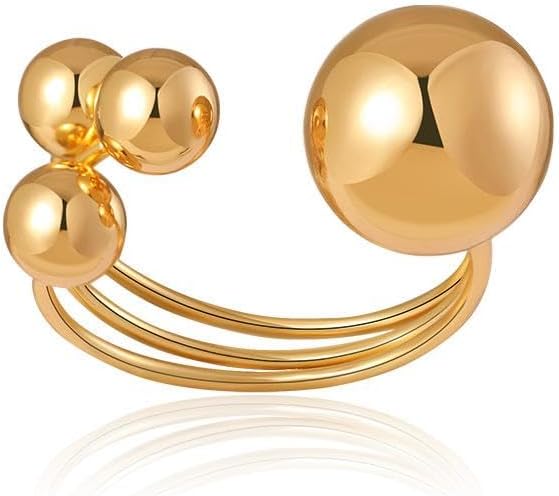 Gold Chunky Statement Rings for Women,Silver Dome Western Jewelry No Tarnish Adjustable Thick Vintage Trendy Open Rings Jewelry Gifts for Women - Image 3