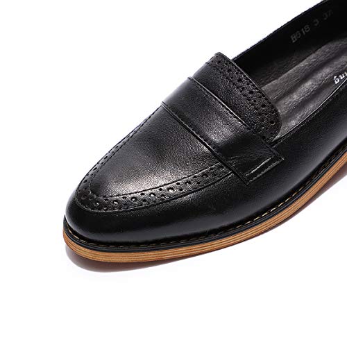 Image of Mona flying Women's Classy Leather Penny Loafer Dress Casual Slip on Flat Office Work Shoes for Ladies
