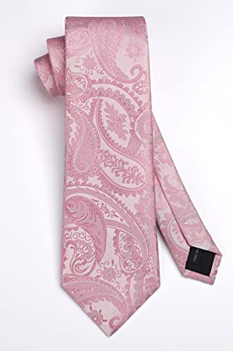 Image of HISDERN Ties for Men Paisley Tie and Pocket Square Woven Classic Floral Mens Ties Handkerchief Set Wedding Party Necktie