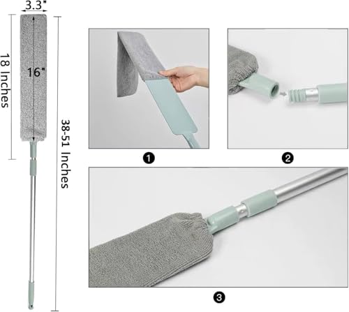 Image of TEKCOOL Gap Dust Cleaner Under Appliance Microfiber Duster Dust Brush with Extension Pole (36 to 55 Inches) for Bed High Ceilings Furniture Bottom Household Gap Duster, Multi-Coloured