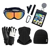[Ｏｋｉｍａ] 福袋 スキー スノーボード 【これで小物はOK】 小物セット 5点 初心者 チケットホルダー ゴーグル グローブ 帽子 ネックウォーマー 収納袋付き (男性用)
