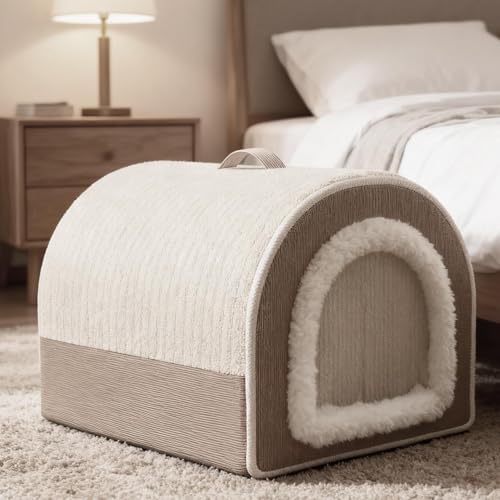 Maison pour chat d'intérieur dôme en peluche premium lit thermique d'hiver