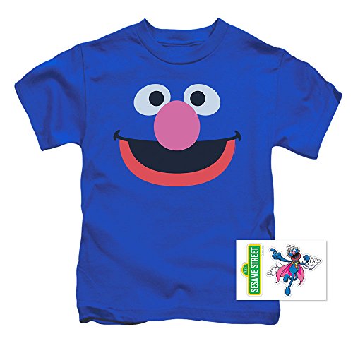 PopFunk Classic Toddler Kids Sesame Street Grover Face Unisex Boy Girl Short Sleeve Graphic T-Shirt, Size 3T