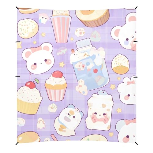 Cartoon Cute Cupcakes Stable Beach Tent UPF50 Lightweight Sun Shelter with Sand Shovel, Sandbags for Camping, Picnics, Backyard & Fishing