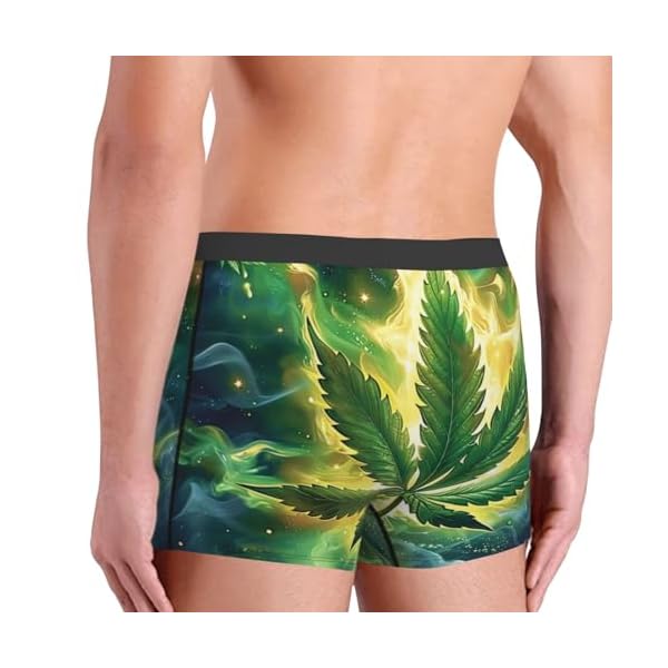 Cannabis Leaf Marijuana Psychedelic Fire Green Yellow Men'S Boxer Briefs Cool Underwear For Men Soft Comfortable