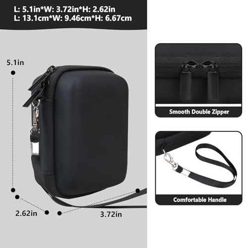 Image of Camera Case for Canon PowerShot ELPH 360 HS A, IXY 650 /ELPH 360 Camera Protective Case Storage Holder Travel Bag with Wrist Strap, Mesh Pocket for Battery Pack, USB Cable, Black