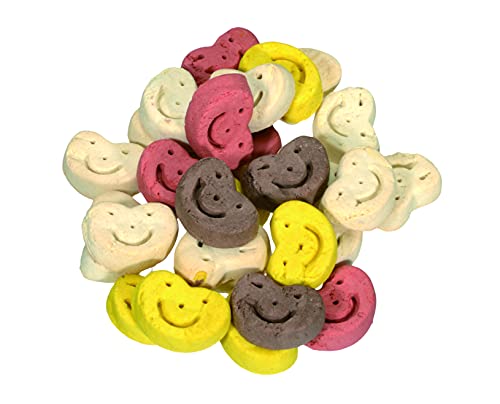 Bubimex - Smiley Cookies Leckerli für Hunde – Kekse Belohnung ideal zum Training – niedriger Fettgehalt – Snack Training – geeignet für alle Rassen und Größen – Eimer mit 1,3 kg