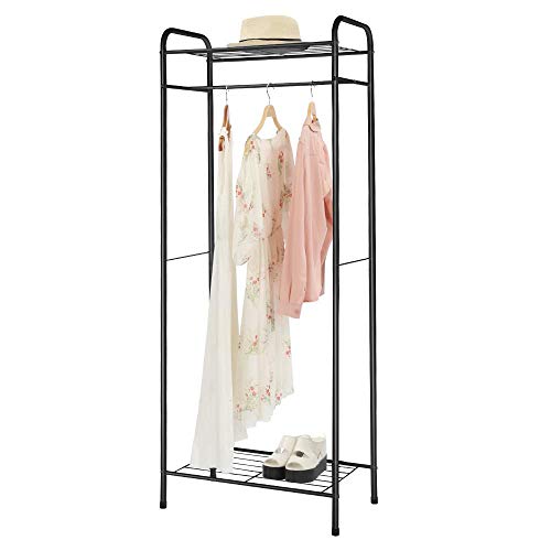 HOME BI Clothing Garment Rack, Clothes Stand Rack Organizer Storage with Hanging Rod and 2-Tier Metal Storage Shelf, 24â€W x 15â€D x 65â€H, Black