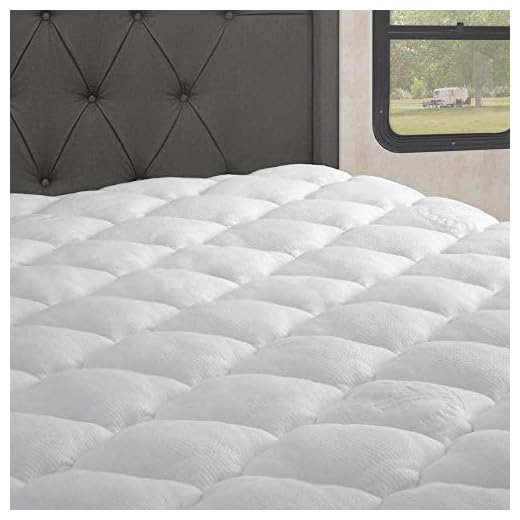 eLuxurySupply RV Mattress Topper RV King - Extra Plush Bamboo Pad with Fitted Skirt - Mattress Cover for RV, Camper