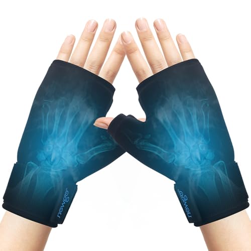 NEWGO Gel-Handschuhe Kühlhandschuhe Kälte & Wärme Therapie für Hände, Finger bei Chemo-Therapie, Rheuma 2 stuck(Schwarz)