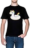 Imprimé en Europe Unicornio Flotador Negro Hombre Camiseta Black Men\'s T-Shirt tee