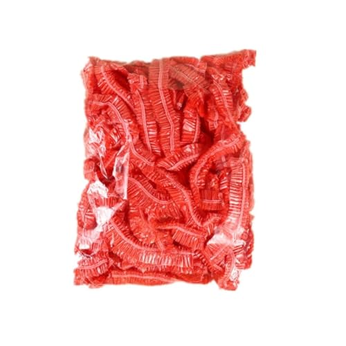 GANPUB 100Pcs Red Disposable Shower Caps, Plastic Elastic Bath Cap Waterproof Bath Hair Cap for Women Spa,Hotel and Hair Salon，Bath and Bathing Accessories