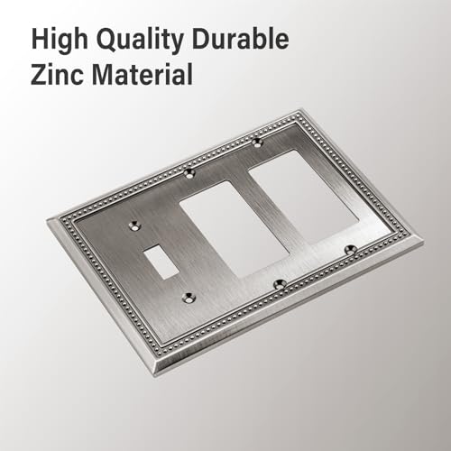 Image of Sunken Pearls Heavy Duty Decorative Wall Plate Switch Plate Outlet Cover (Single Toggle /Double Decorator, Heirloom Silver)