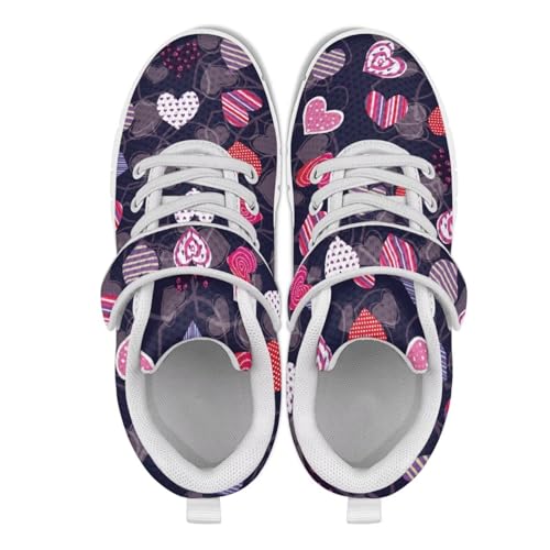 Howilath Heart Print Little Kid Sneakers Girls Running Tennis Shoes Athletic Sneaker with Non-Slip Sole3